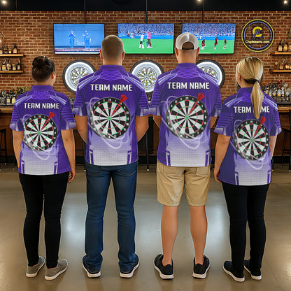 Purple Dartboard Lights Custom Darts Polo & Quarter Zip For Men, Personalized 3D Darts Team Jersey TDM5499
