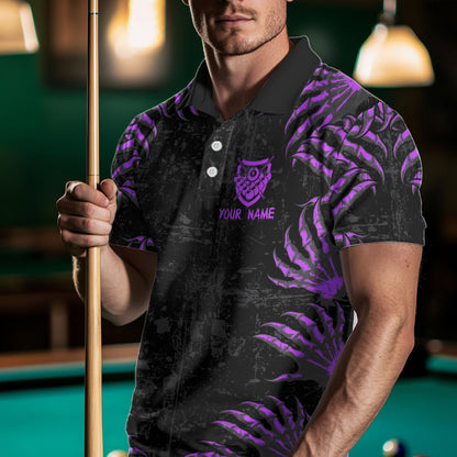 Funny Skull Claw Pattern Custom Men Billiard Shirts, Grunge Purple Black Team Billiard Jerseys TDM3751