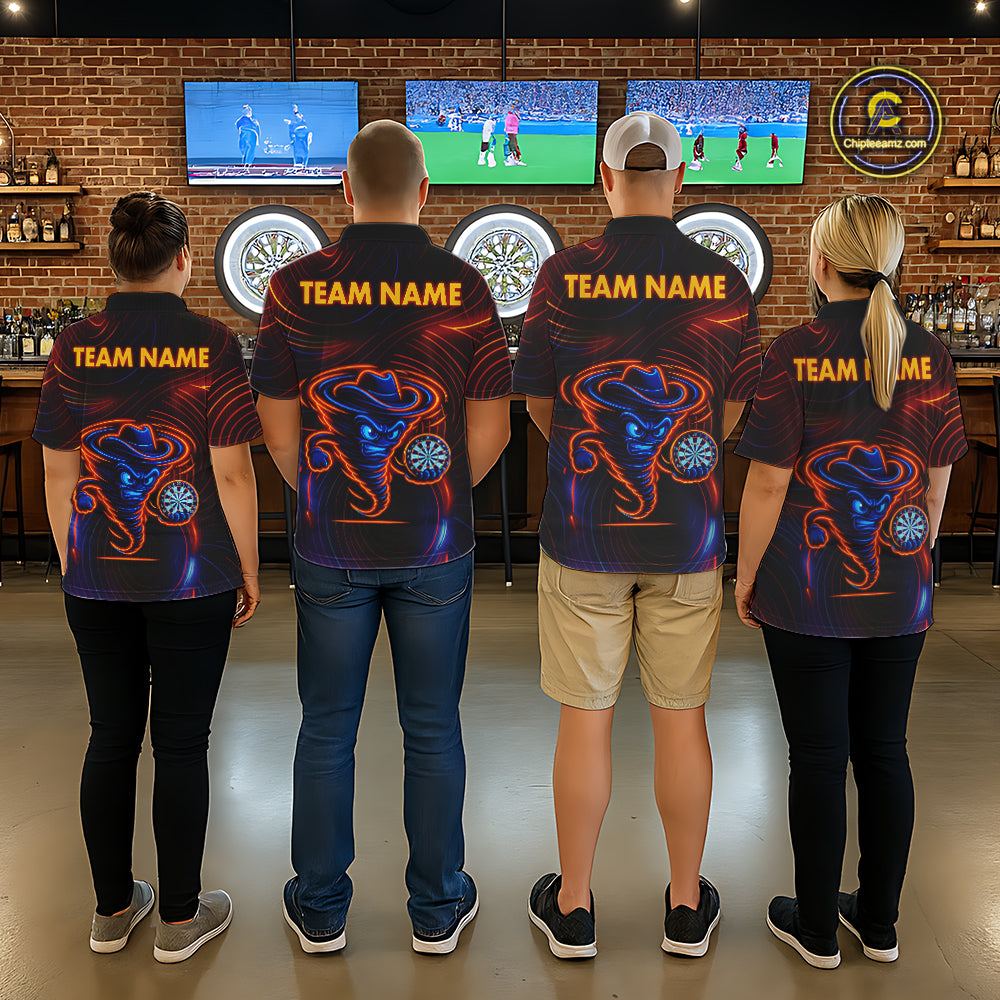 Funny Neon Tornado Darts Polo & Quarter Zip For Women Custom Darts Team Jersey, Darts Outfit TDM5505