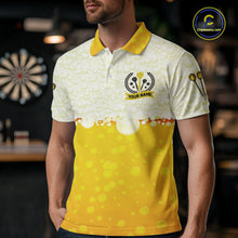 Load image into Gallery viewer, Personalized Yellow Funny Beer Darts Shirt For Men Custom Darts Jersey Team Polo &amp; 1/4 Zip TDM5508