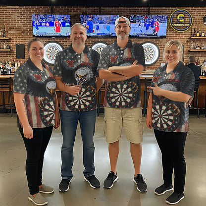 Personalized Vintage American Flag Eagle Darts Shirt For Women Custom Patriotic Darts Team Jerseys TDM5757