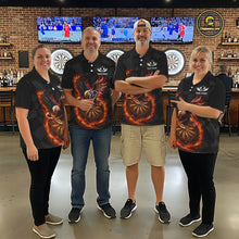 Load image into Gallery viewer, Personalized Fire Flame US Flag Eagle Darts Shirt For Men Custom Darts Jersey Team Polo &amp; 1/4 Zip TDM5760