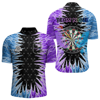Blue And Purple Icy Men Dart Shirt With Pocket Option Custom Dart Jersey TDM3758