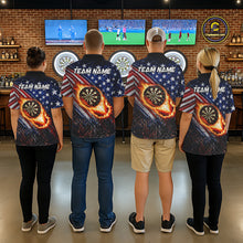Load image into Gallery viewer, American Flag Fire Flame Darts Shirt For Men Custom Patriotic Darts Jersey Team Polo &amp; 1/4 Zip TDM6125