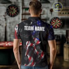 Load image into Gallery viewer, Custom Men's Dart Shirt With Pocket Option, US Flag Smoke Darts Team Jersey TDM4029
