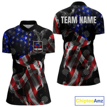 Load image into Gallery viewer, Custom Women's Dart Shirt With Pocket Option, US Flag Smoke Darts Team Jersey TDM4029