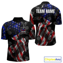 Load image into Gallery viewer, Custom Men's Dart Shirt With Pocket Option, US Flag Smoke Darts Team Jersey TDM4029