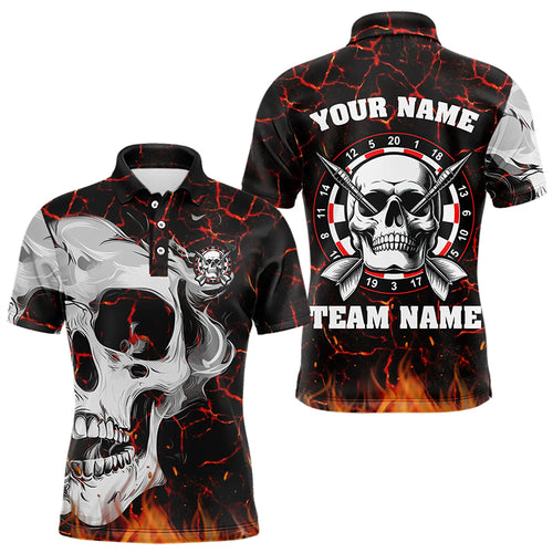 Personalized Red Glowing Fire Crack Skull Dart Shirts Custom Scary Dart Shirts For Men Dart Jersey TDM3267
