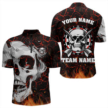 Load image into Gallery viewer, Personalized Red Glowing Fire Crack Skull Dart Shirts Custom Scary Dart Shirts For Men Dart Jersey TDM3267