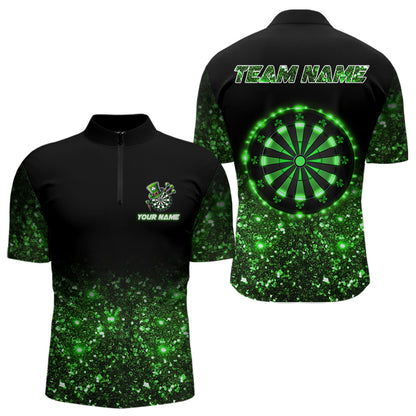 Custom Green Glowing Dartboard St Patrick Day Dart Shirts For Men, Luckiest Shamrock Dart Jerseys TDM3612