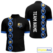 Load image into Gallery viewer, DNA Billiard 8 Ball &amp; 9 Ball Shirts For Men Custom Funny Pool Jerseys Team Polo &amp; 1/4 Zip |Blue TDM4391