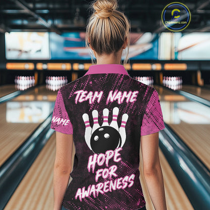 Strike For Change Pink Ribbon Custom Bowling Shirt For Women, Breast Cancer Awareness Bowling Jersey TDM4635