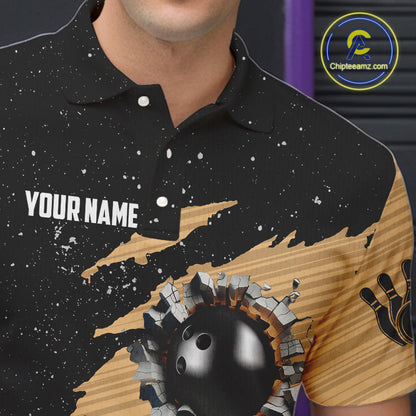 Custom Grunge American Flag Bowling Shirt For Men, Patriotic Bowling Team Jersey Polo & 1/4 Zip TDM4631