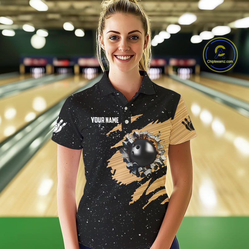 Custom Grunge American Flag Bowling Shirt For Women, Patriotic Bowling Team Jersey Polo & 1/4 Zip TDM4631