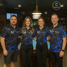 Load image into Gallery viewer, Black And Blue 8 Ball Wings Billiard Shirt For Men Custom Tribal Pool Jersey Team Polo &amp; 1/4 Zip TDM5775
