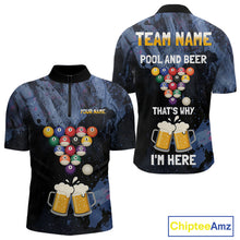 Load image into Gallery viewer, Pool And Beer That's Why I'm Here Billiard Shirt For Men Custom Funny Billiard Team Jersey TDM4831