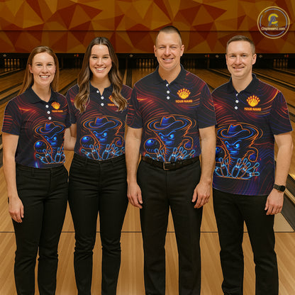 Funny Neon Tornado Pin Bowling Shirt For Women Custom Bowling Team Jersey Polo & 1/4 Zip TDM6148