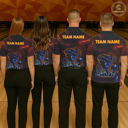 Funny Neon Tornado Pin Bowling Shirt For Women Custom Bowling Team Jersey Polo & 1/4 Zip TDM6148