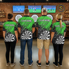 Load image into Gallery viewer, Green Black Grunge Dart Shirts For Women Custom Dart Jersey With Pocket Option TDM6382
