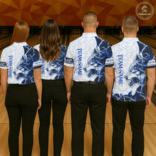 Load image into Gallery viewer, Personalized Blue Thorny Camo Wolf Bowling Shirt For Men Custom Bowling Team Jersey Polo &amp; 1/4 Zip TDM6391