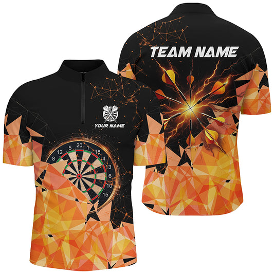 Orange Darts Arrow Thunder Lighting 3D Darts Polo & Quarter-Zip Shirts For Men Custom Darts Jerseys TDM1667