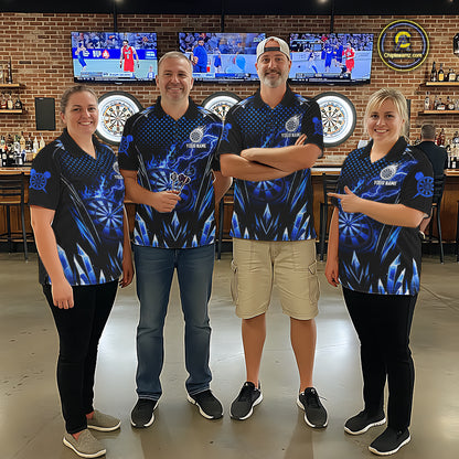 Personalized Blue Flame Lightning Icy Darts Shirt For Women, Darts Team Jersey Polo & Quarter Zip TDM6578