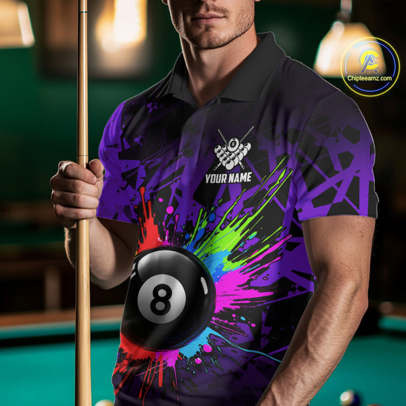 Colorful 8 Ball Pool Billiard Jersey For Men Custom Billiard Team Shirts Polo & Quarter Zip| Red TDM6583