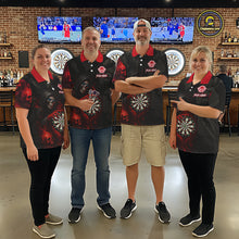 Load image into Gallery viewer, Red Grim Reaper Flame Darts Shirt For Men Custom Skull Darts Jersey Team Polo &amp; Quarter Zip TDM5529