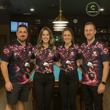 Load image into Gallery viewer, Red Flaming Eagle 8 Ball Billiard Shirt For Men Custom US Flag Pool Team Jersey Polo &amp; 1/ 4 Zip TDM6154