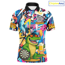 Load image into Gallery viewer, Funny Alligator Colorful Graffiti Darts Shirt For Men Custom Darts Team Jersey Polo &amp; 1/4 Zip TDM6392