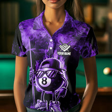 Load image into Gallery viewer, Personalized Purple Funny 8 Ball Pool Flame Women'S Billiard Shirts, Billiard Team Shirts Pool Jerseys TDM3782