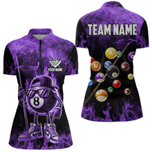 Load image into Gallery viewer, Personalized Purple Funny 8 Ball Pool Flame Women'S Billiard Shirts, Billiard Team Shirts Pool Jerseys TDM3782