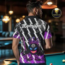 Load image into Gallery viewer, Funny 8 Ball Pool Crown Billiard Shirt For Men Custom Billiard Jersey Team Polo &amp; 1/4 Zip |Purple TDM5083