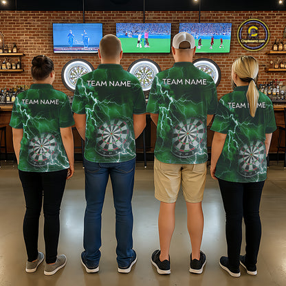 Custom Lightning Green Darts Shirt With Pocket Option For Men, Darts Jersey TDM5553