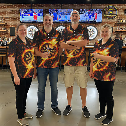 Personalized Dartboard Fire Flame Gold Thunder Women's Darts Shirt Custom Darts Team Jersey TDM5556