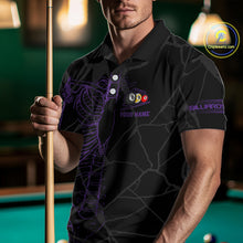 Load image into Gallery viewer, Black And Purple Funny Skeleton Billiard Polo &amp; 1/4 Zip For Men Custom Billiard Pool Team Jersey TDM5798