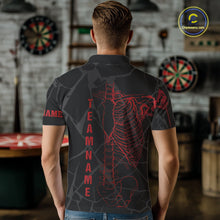 Load image into Gallery viewer, Black And Red Funny Skeleton Darts Polo &amp; 1/4 Zip Custom Darts Shirt For Men Darts Team Jersey TDM5800