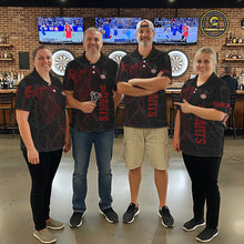 Load image into Gallery viewer, Black And Red Funny Skeleton Darts Polo &amp; 1/4 Zip Custom Darts Shirt For Women Darts Team Jersey TDM5800