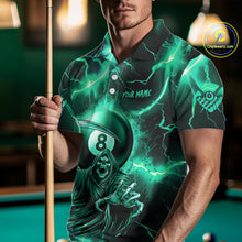 Load image into Gallery viewer, Turquoise Grim Reaper 8 Ball Men's Billiard Shirt Custom Thunder Lightning Pool Team Jersey TDM4872