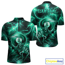 Load image into Gallery viewer, Turquoise Grim Reaper 8 Ball Men's Billiard Shirt Custom Thunder Lightning Pool Team Jersey TDM4872
