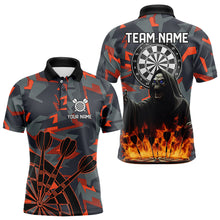 Load image into Gallery viewer, Personalized Grim Reaper Fire Camo Dart Shirts For Men Custom Camouflage Darts League Jerseys TDM3072