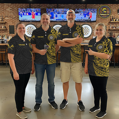 Personalized Yellow Tribal Darts Polo & Quarter Zip Custom Dart Shirts For Women Dart Jerseys TDM5568