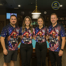 Load image into Gallery viewer, Glowing American Flag Funny 8 Ball Billiard Shirt For Women Custom Patriotic Pool Team Jersey TDM5570