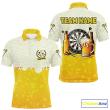 Load image into Gallery viewer, Personalized Yellow Funny Darts And Beer Men Dart Shirts, Drinking Darts Team Jerseys, Dart Gifts TDM2609