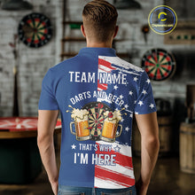 Load image into Gallery viewer, Darts And Beer That's Why I'm Here Funny Dart Shirt For Men Custom Patriotic US Flag Dart Jersey TDM4888