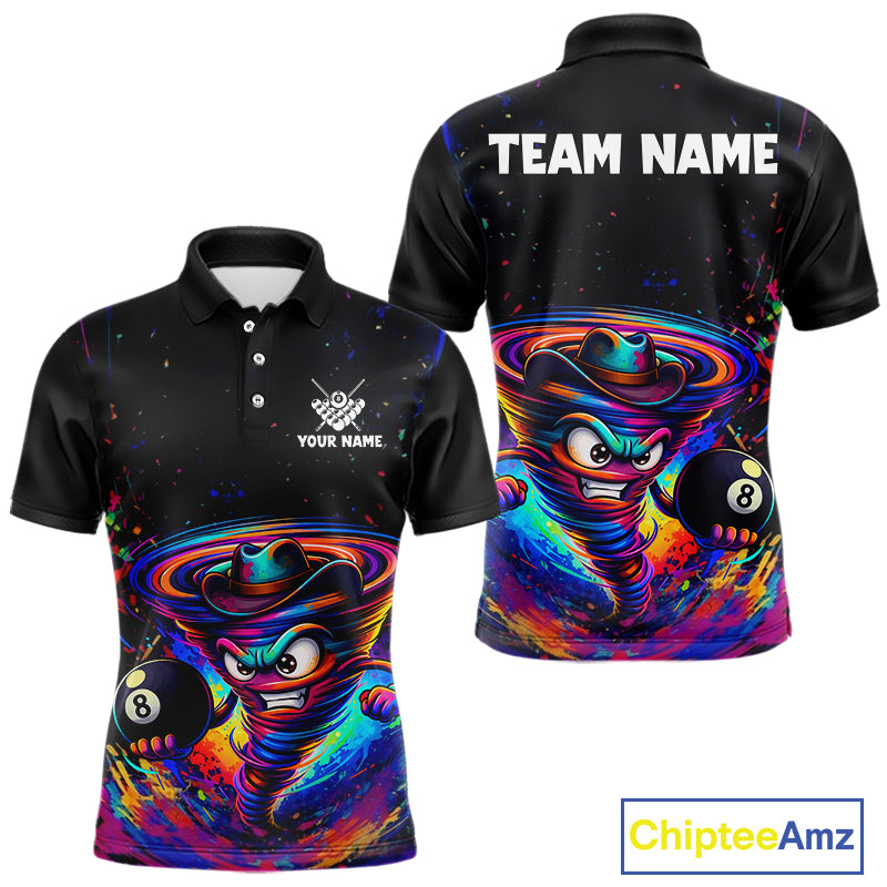 Funny Colorful Tornado 8 Ball Billiard Shirt For Men Custom Pool Team Shirt, Billiard Jersey TDM5574