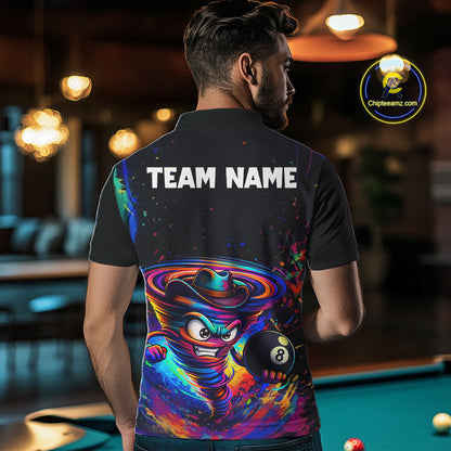 Funny Colorful Tornado 8 Ball Billiard Shirt For Men Custom Pool Team Shirt, Billiard Jersey TDM5574