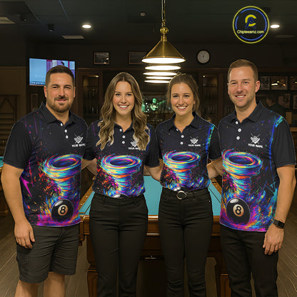 Funny 8 Ball Pool Colorful Splash Tornado Billiard Shirt For Men Custom Billiard Team Jersey TDM5575