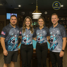 Load image into Gallery viewer, Personalized Funny Shark Billiard Shirt For Men, 8 Ball Pool Team Jersey Polo &amp; 1/4 Zip Shirt TDM6202