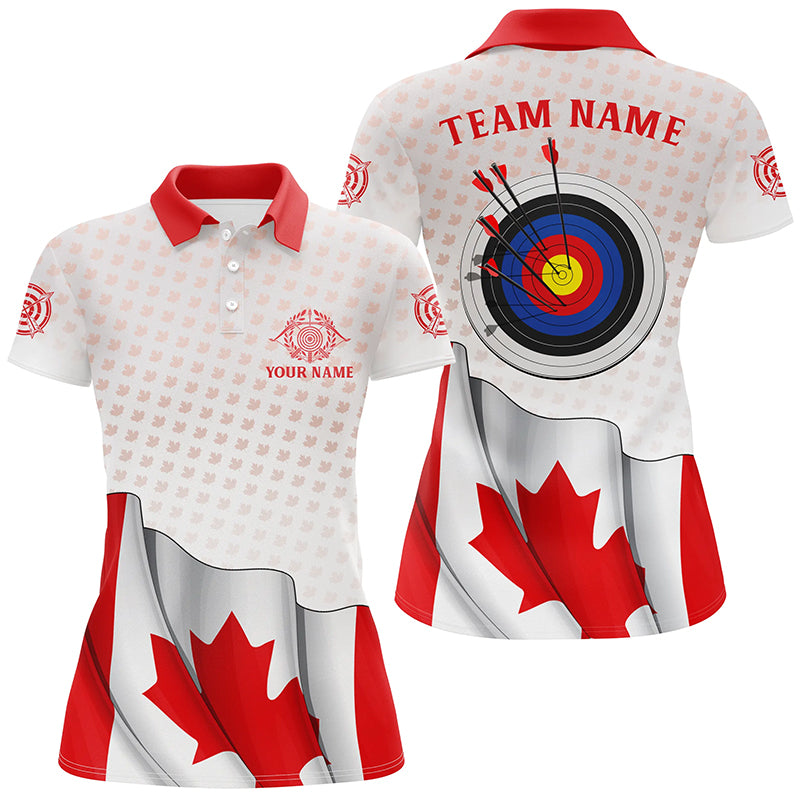 Personalized Canadian Archery 3d Target Women Polo Shirts Custom Patriotic Canada Flag Archery Shirts TDM0450